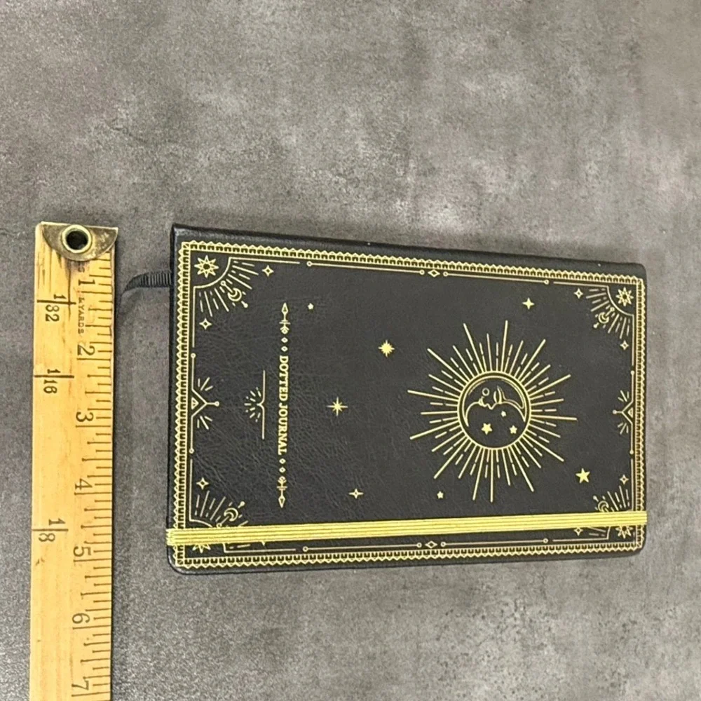Artfan Dotted Journal Black Gold Celestial Sun Moon Star Hardcover Z10189